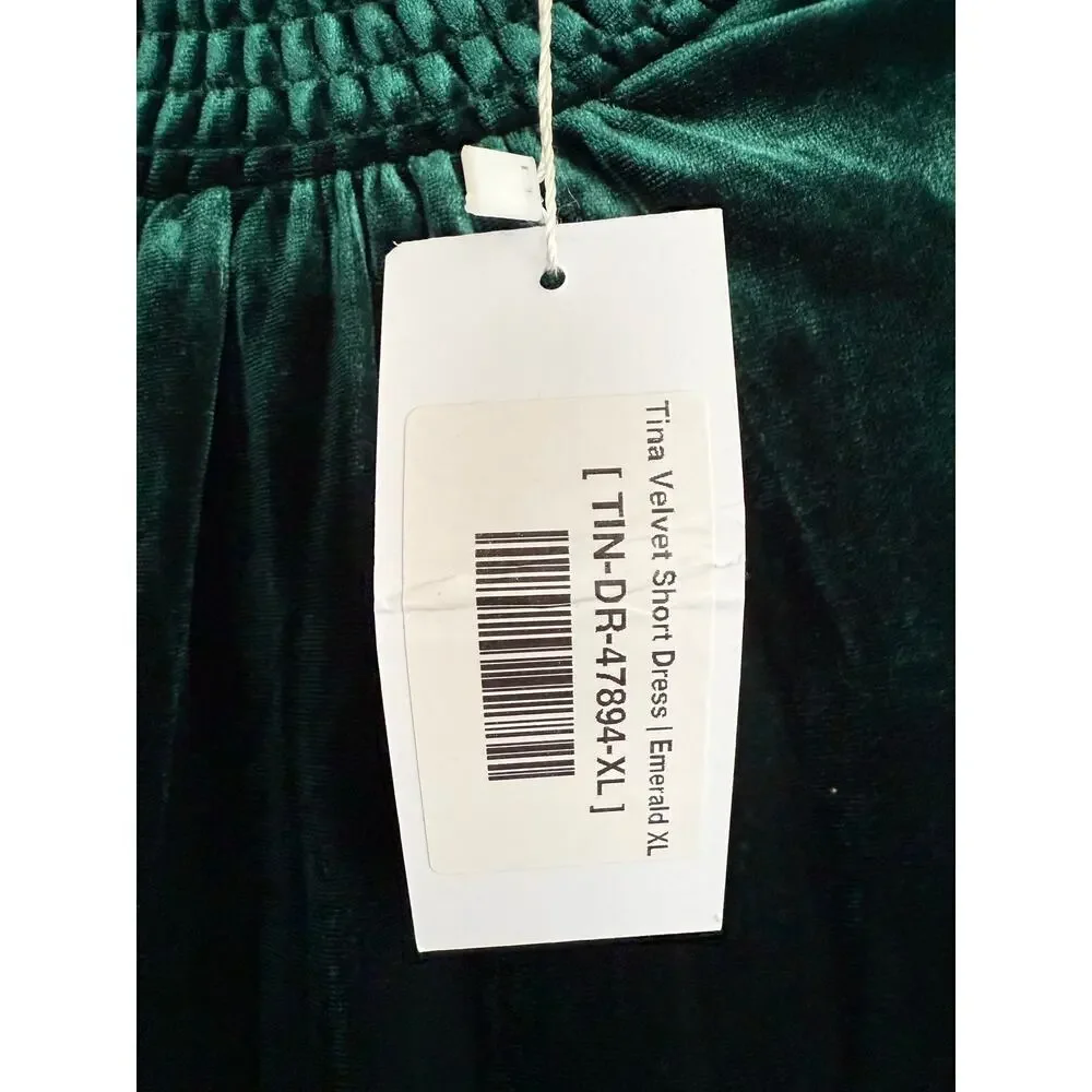 Baltic Born Tina Green Velvet Knee Length Long Sleeved Dress sz XL NWT - Picture 3 of 8